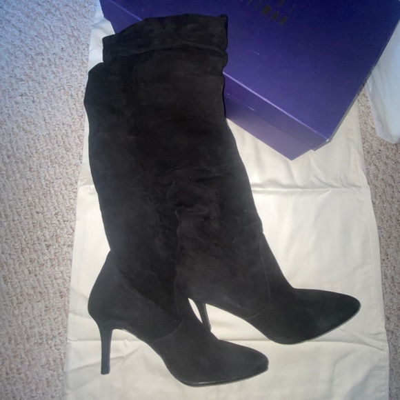 Stuart Weitzman Shoes - Stuart Weitzman Long Black Velvet Boots Size 8.5